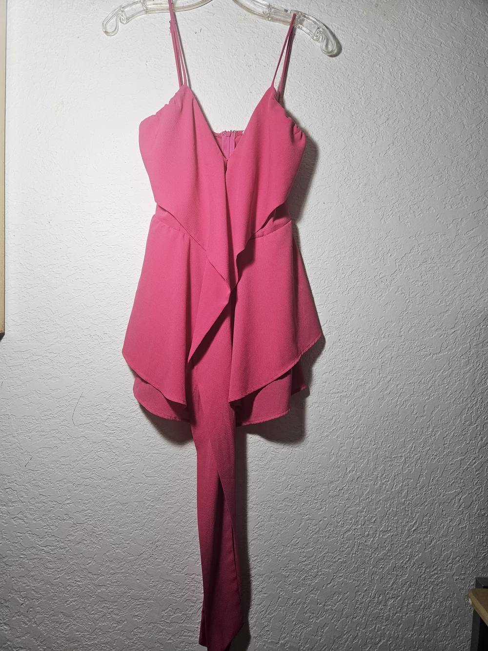 Better Be Hot Pink Draped Romper Jumpsuit with Spaghetti Straps